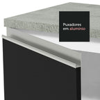 Gabinete Bajo 120 cm 2 Puertas 3 Cajones Blanco/Negro Glamy Madesa