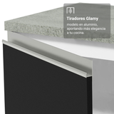 Gabinete Bajo para Fregadero con Accesorios de Cocina 120 x 60 cm 2 Puerta 3 Cajones (Con Encimera) Glamy Blanco/Negro