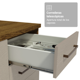 Gabinete Bajo para Fregadero con Accesorios de Cocina 120 x 60 cm 2 Puertas 3 Cajones (Con Encimera) Agata Marrón/Crema