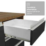 Gabinete Bajo para Fregadero con Accesorios de Cocina 120 x 60 cm 2 Puerta 3 Cajones (Con Encimera) Glamy Marrón/Negro
