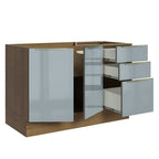 Gabinete Bajo para Fregadero con Accesorios de Cocina 120 cm 2 Puertas 3 Cajones Marrón/Gris Lux Madesa