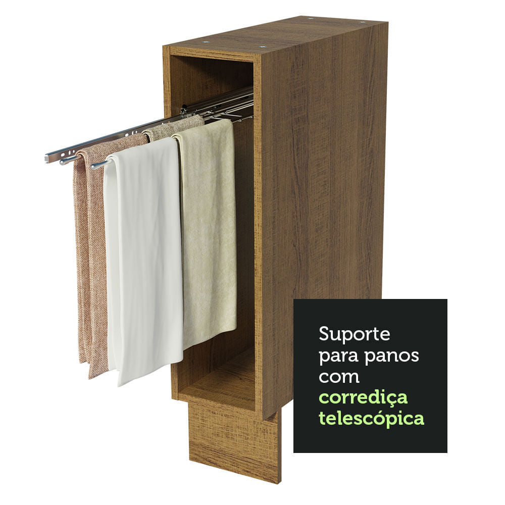 Gabinete Bajo Toallero 20 cm Sin Encimera Marrón Lux, Glamy y Agata Madesa