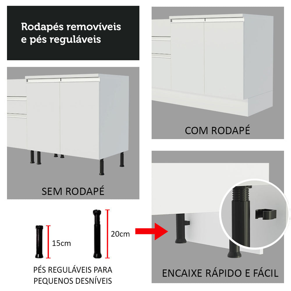 Gabinete Especiero para Cocina 20 x 60 cm (Sin Encimera) Lux, Glamy y Stella Blanco