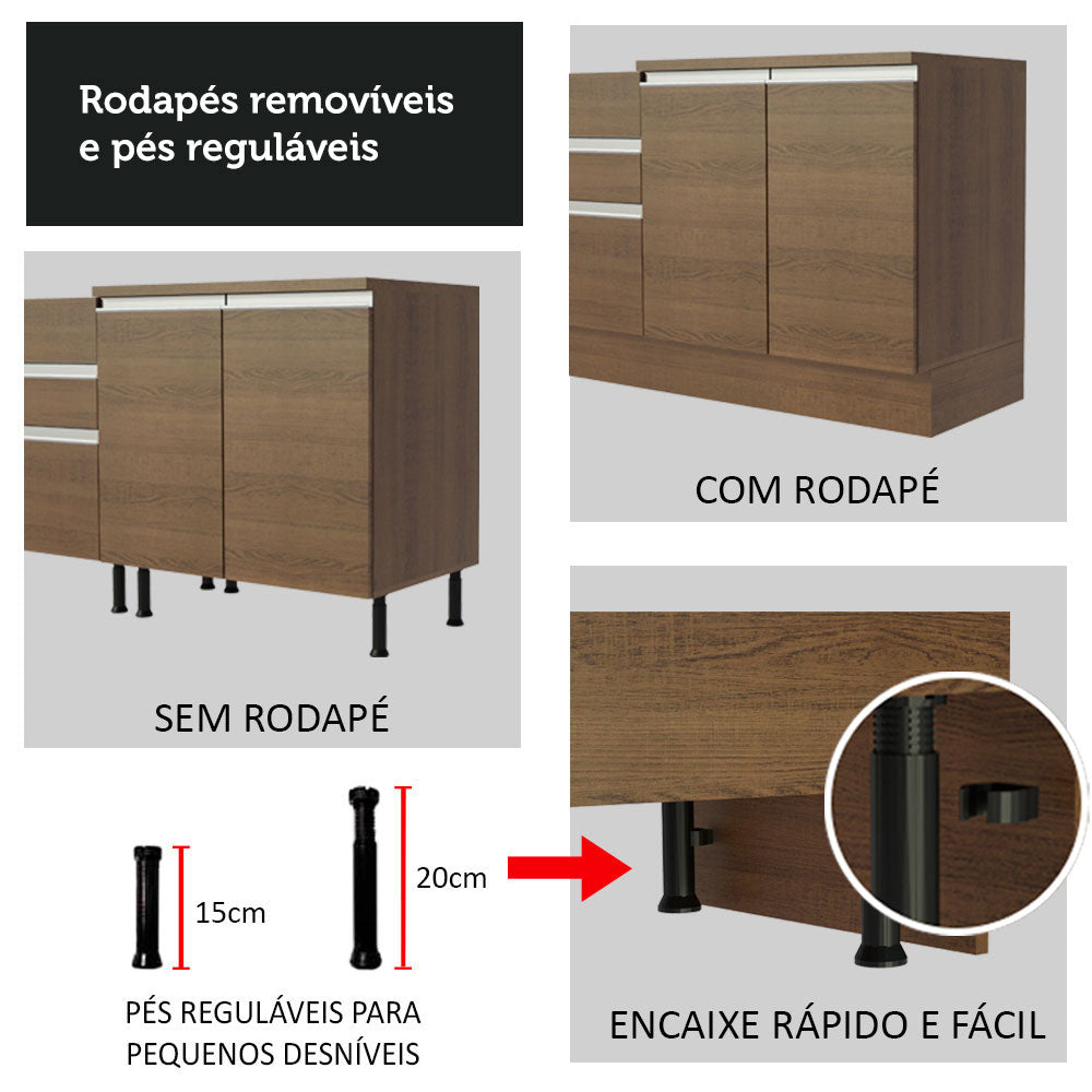 Gabinete Especiero para Cocina 20 x 60 cm (Sin Encimera) Lux, Glamy y Agata Marrón