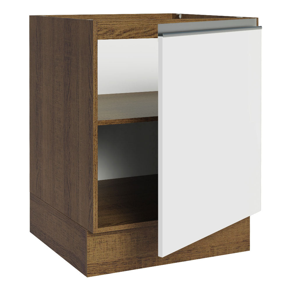 Gabinete Bajo 60 cm 1 Puerta Sin Encimera Marrón/Blanco Glamy Madesa