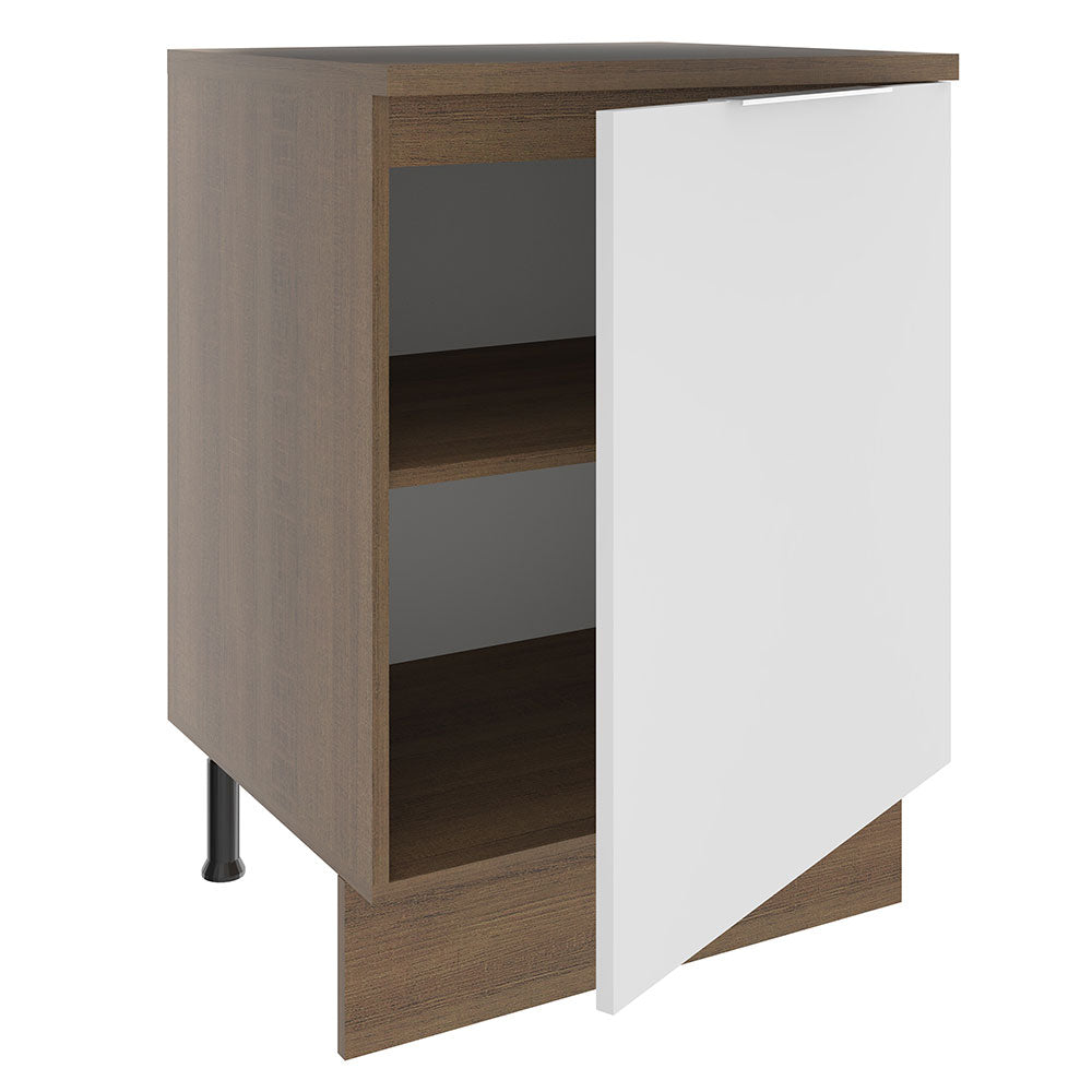 Gabinete Bajo 60 cm 1 Puerta Marrón/Blanco Stella Madesa