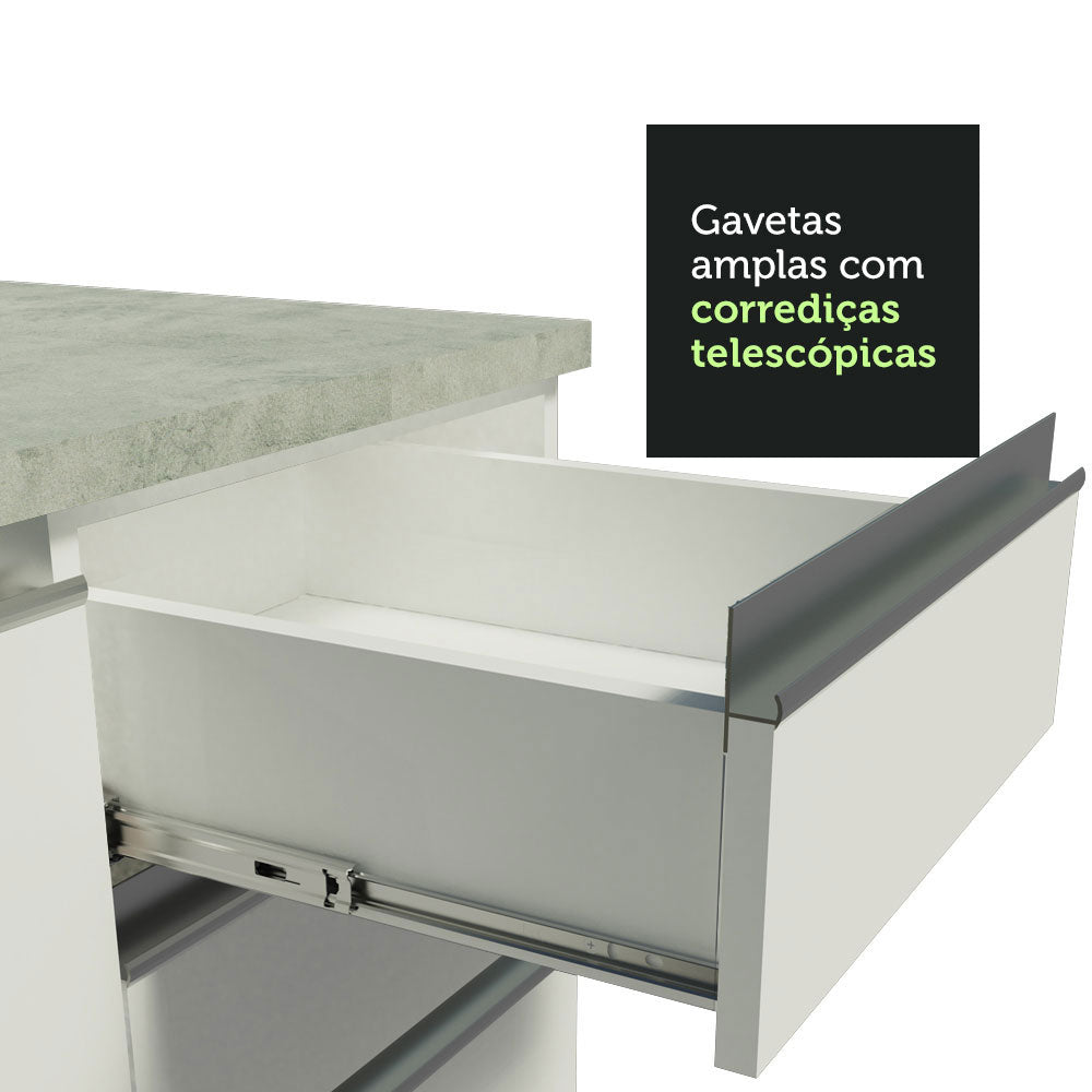 Gabinete Bajo 60 x 60 cm 3 Cajones Glamy (Sin Encimera) Blanco