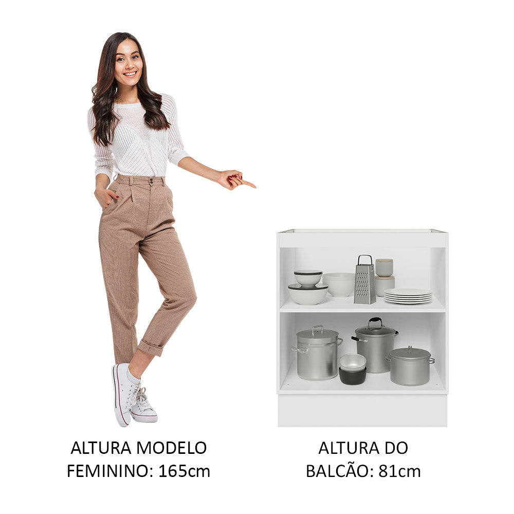 Gabinete Bajo 70 cm 2 Puertas Sin Encimera Blanco Glamy Madesa