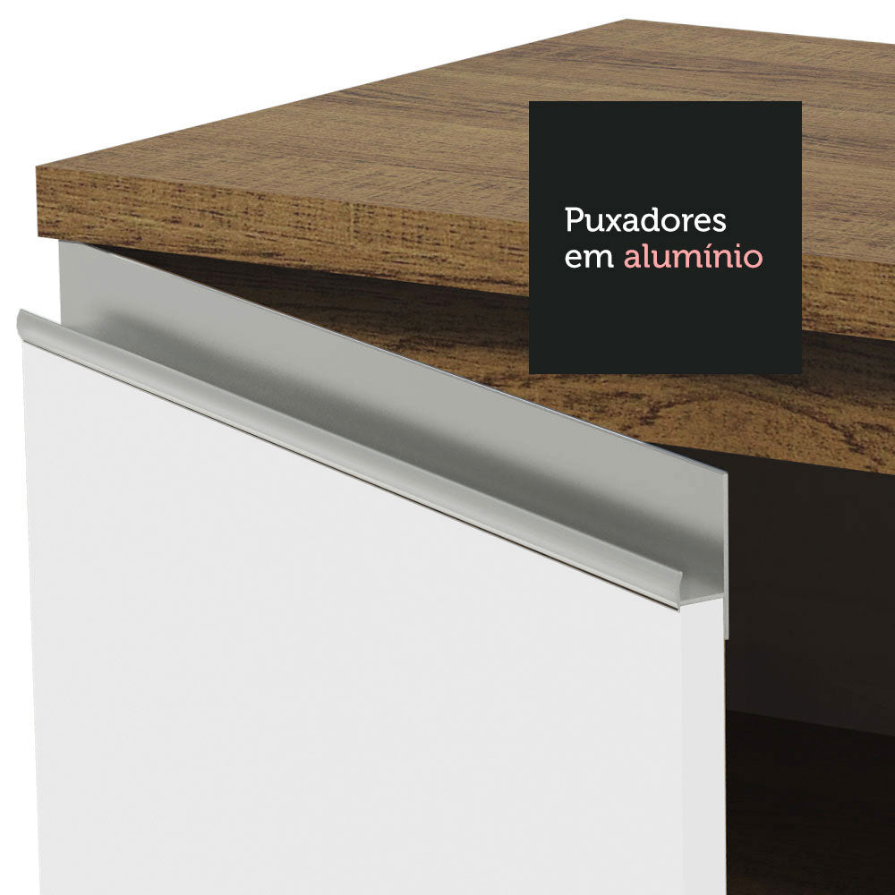 Gabinete Bajo de Esquina de Cocina 60 de Profundidad con 1 Puerta (Sin Encimera) Glamy Marrón/Blanco