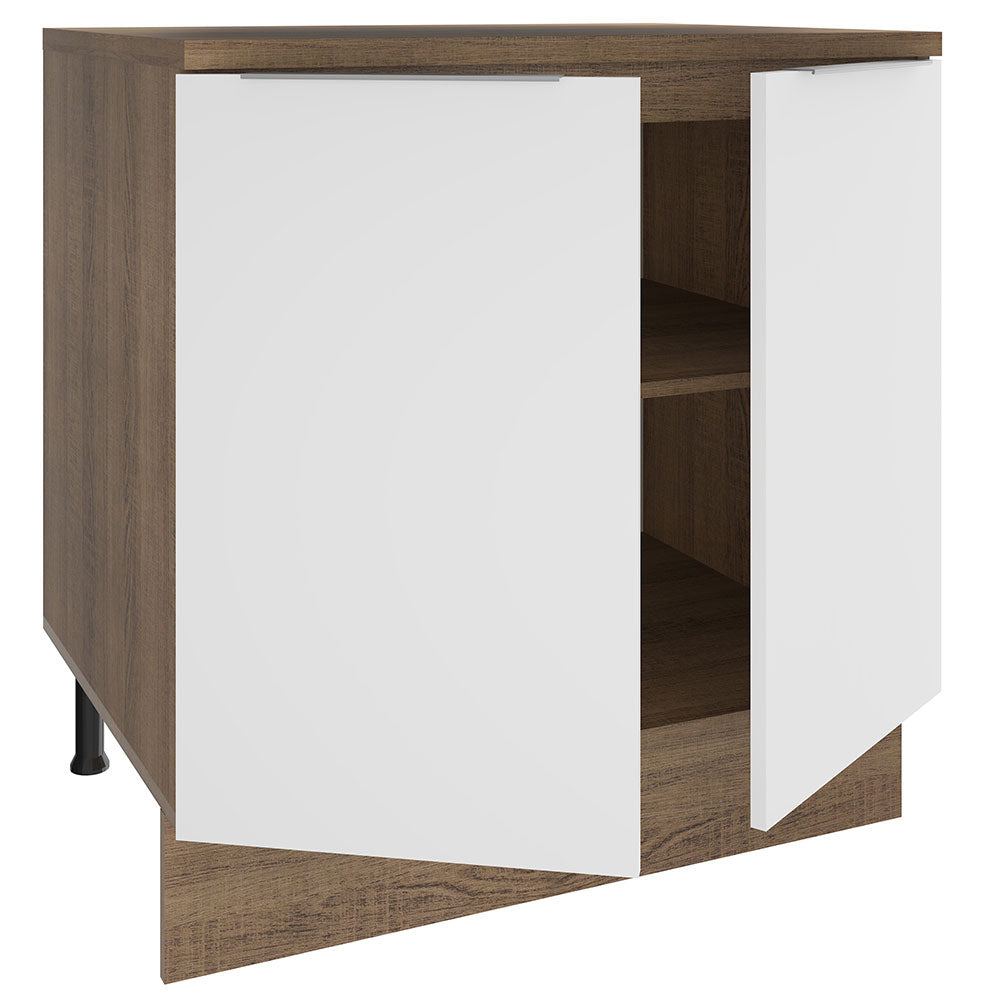 Gabinete Bajo 80 cm 2 Puertas Marrón/Blanco Stella Madesa