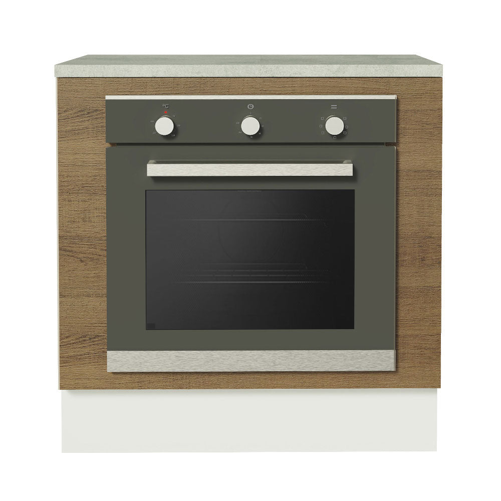 Gabinete Bajo para Horno de Empotrar 80 cm Blanco/Marrón Agata, Glamy y Lux Madesa