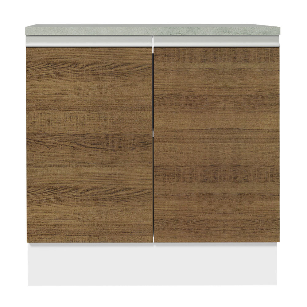 Gabinete Bajo 80 cm 2 Puertas Blanco/Marrón Glamy Madesa