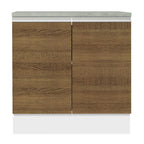 Gabinete Bajo 80 cm 2 Puertas Blanco/Marrón Glamy Madesa