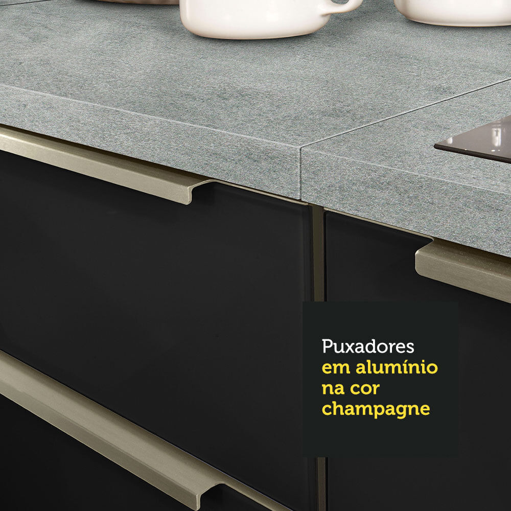 Gabinete Bajo 80 cm 2 Cajones Blanco/Negro Lux Madesa
