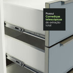 Gabinete Bajo 80 cm 2 Cajones Blanco/Gris Lux Madesa