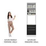 Mueble de Cocina para Horno 60 cm 1 Puertas y 3 Cajones Lux Blanco/Negro