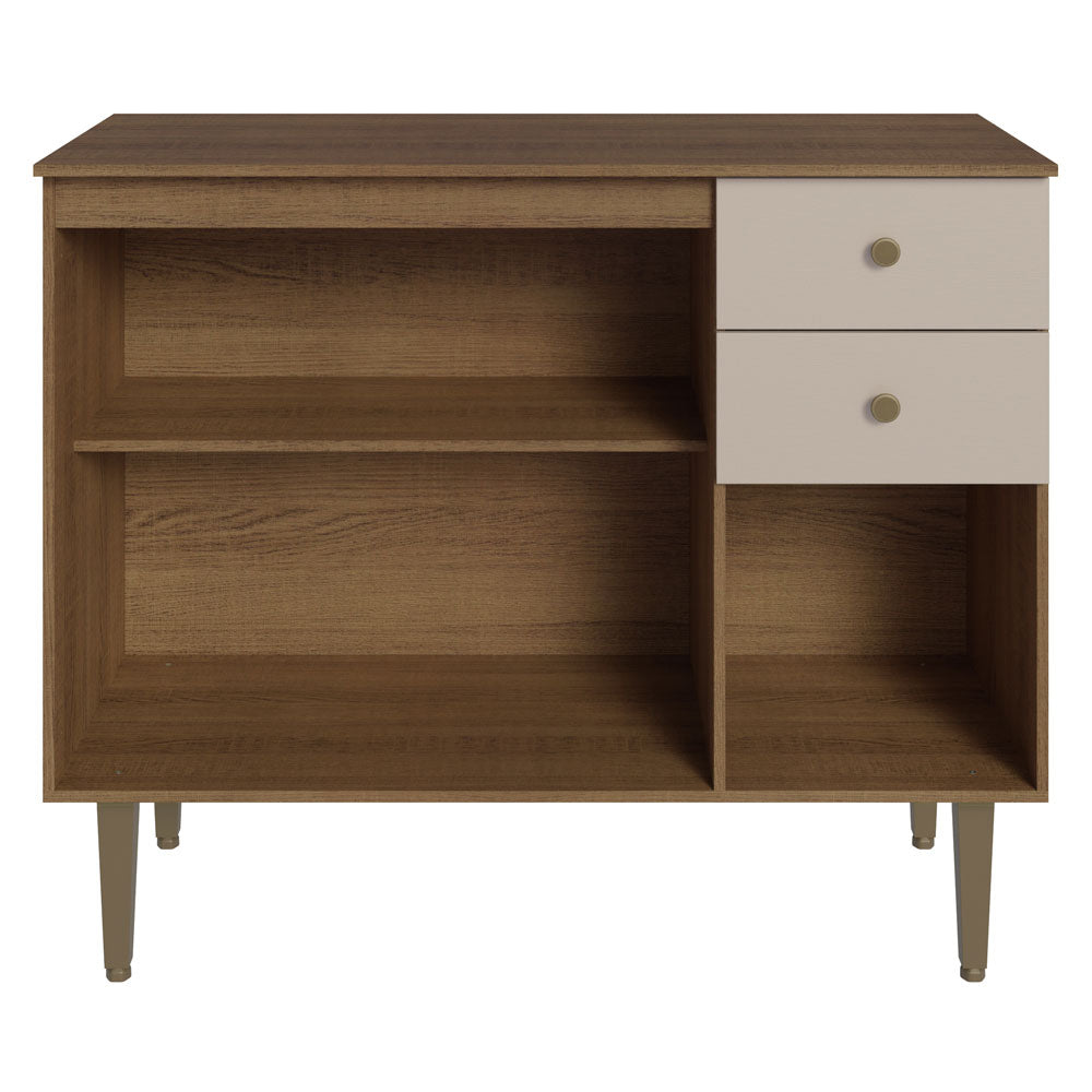 Gabinete Bajo para Fregadero 105 cm 3 Puertas 2 Cajones Marrón/Crema Gourmet Madesa