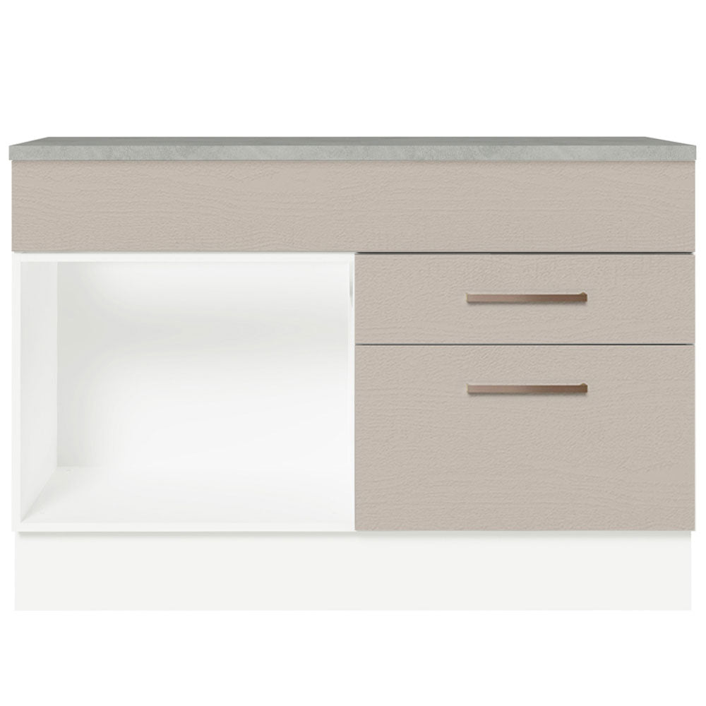 Mueble de Cocina para Fregadero 120 cm 1 Puerta y 2 Cajones (Con Tablero) Blanco/Crema Agata Madesa