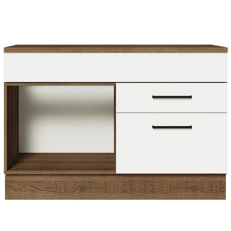 Mueble de Cocina para Fregadero 120 cm 1 Puerta y 2 Cajones (Con Tablero) Marrón/Blanco Agata Madesa