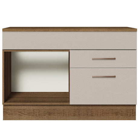 Mueble de Cocina para Fregadero 120 cm 1 Puerta y 2 Cajones (Con Tablero) Marrón/Crema Agata Madesa