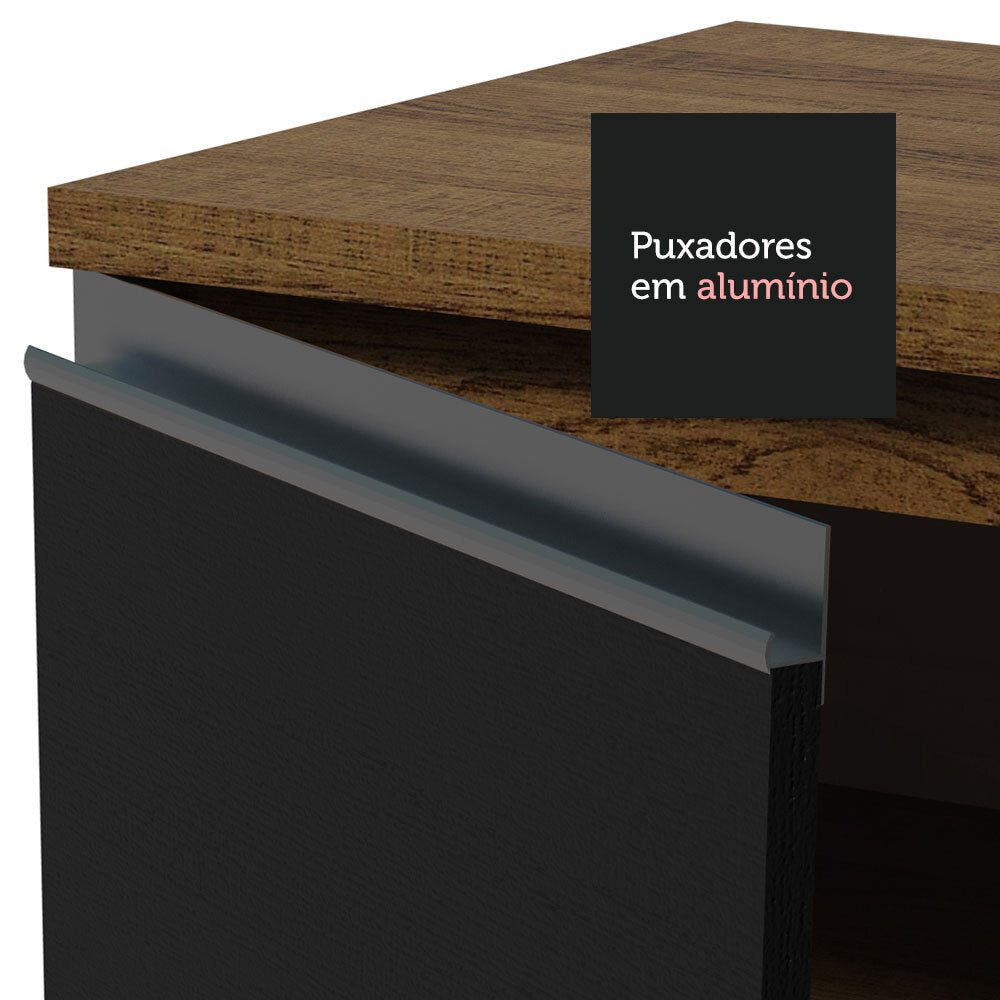 Gabinete Bajo para Fregadero 120 cm 1 Puerta 2 Cajones Sin Encimera Marrón/Negro Glamy Madesa