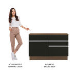 Gabinete Bajo para Fregadero 120 cm 1 Puerta 2 Cajones Marrón/Negro Glamy Madesa