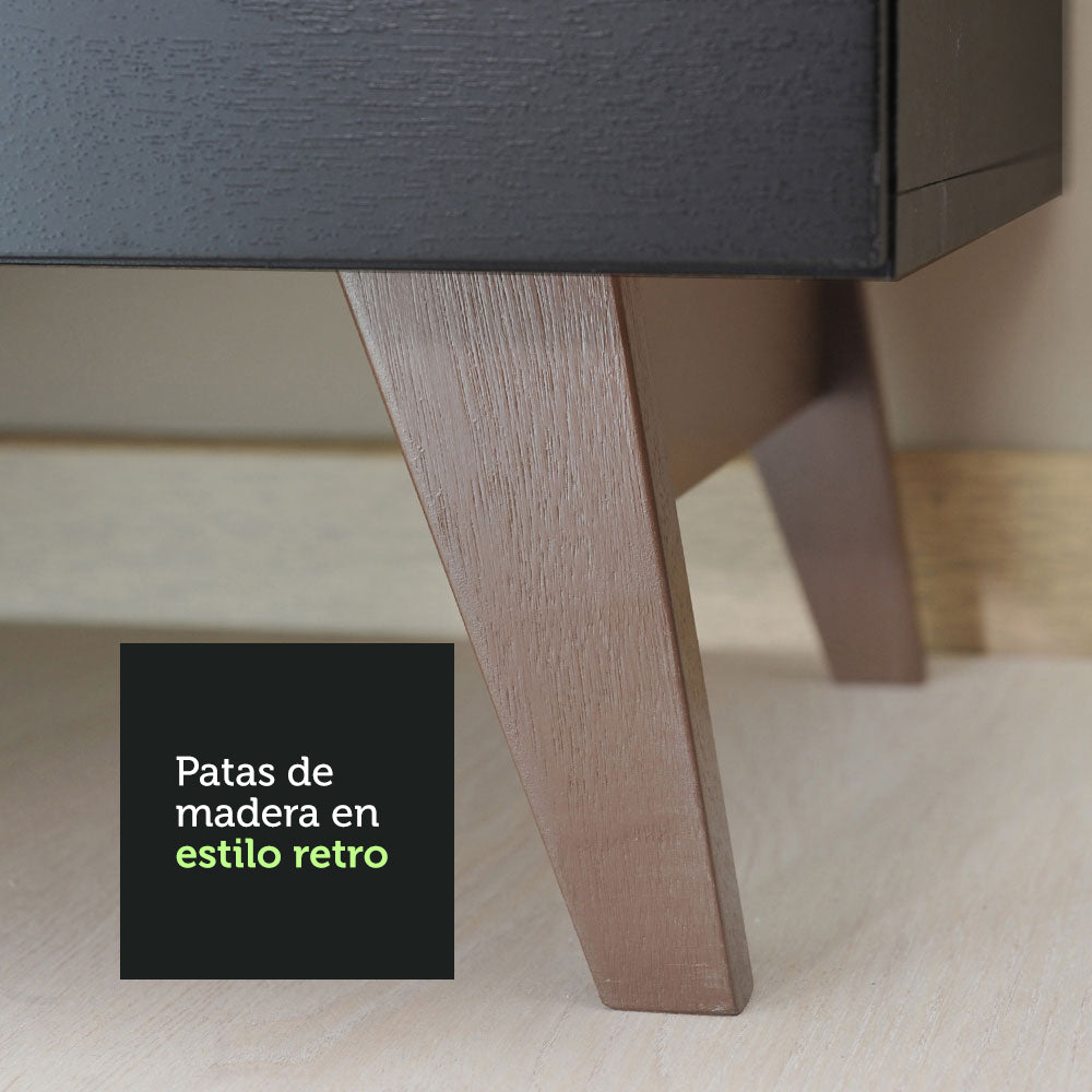 Mueble de Cocina para Fregadero 2 Puertas y 1 Cajón Negro Reims