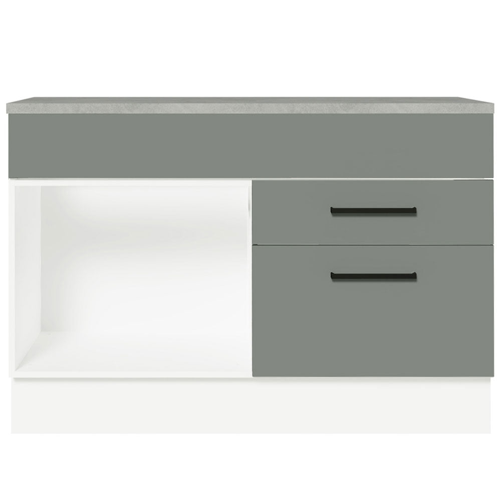 Gabinete Bajo para Fregadero 120 cm 1 Puerta 2 Cajones (Con Encimera) Agata Blanco/Gris