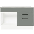 Gabinete Bajo para Fregadero 120 cm 1 Puerta 2 Cajones (Con Encimera) Agata Blanco/Gris