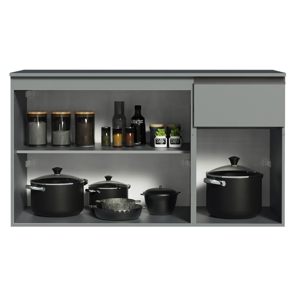 Gabinete Bajo para Fregadero 120 cm 3 Puertas 1 Cajón Sin Patas Nice Gris