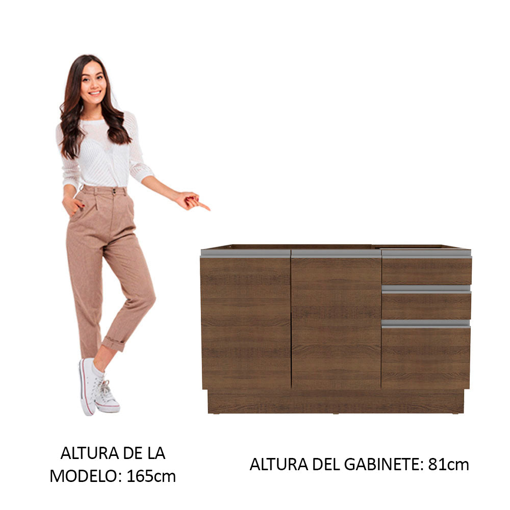 Mueble de Cocina para Fregadero 2 Puertas y 3 Cajones + Portacubiertos Marrón Glamy