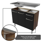 Gabinete Bajo para Fregadero 105 cm 3 Puertas 1 Cajón Marrón/Negro Emilly Madesa