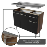 Mueble de Cocina para Fregadero 3 Puertas y 1 Cajón Marrón/Negro Emilly