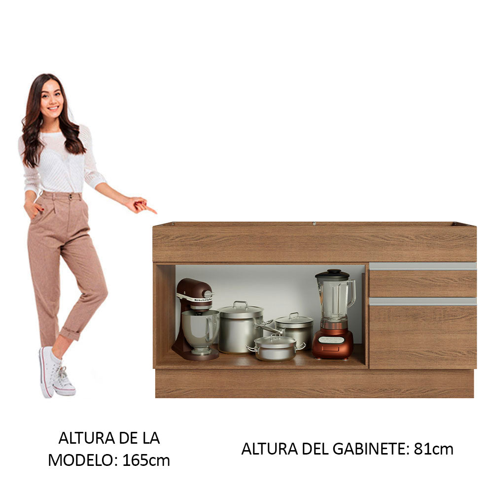Gabinete Bajo 150 cm 2 Cajones 2 Puertas (Sin Encimera Ni Fregadero) Glamy Marrón