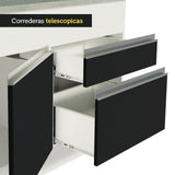 Gabinete Bajo para Fregadero 150 cm 2 Puertas y 2 Cajones (Con Encimera) Glamy Blanco/Negro