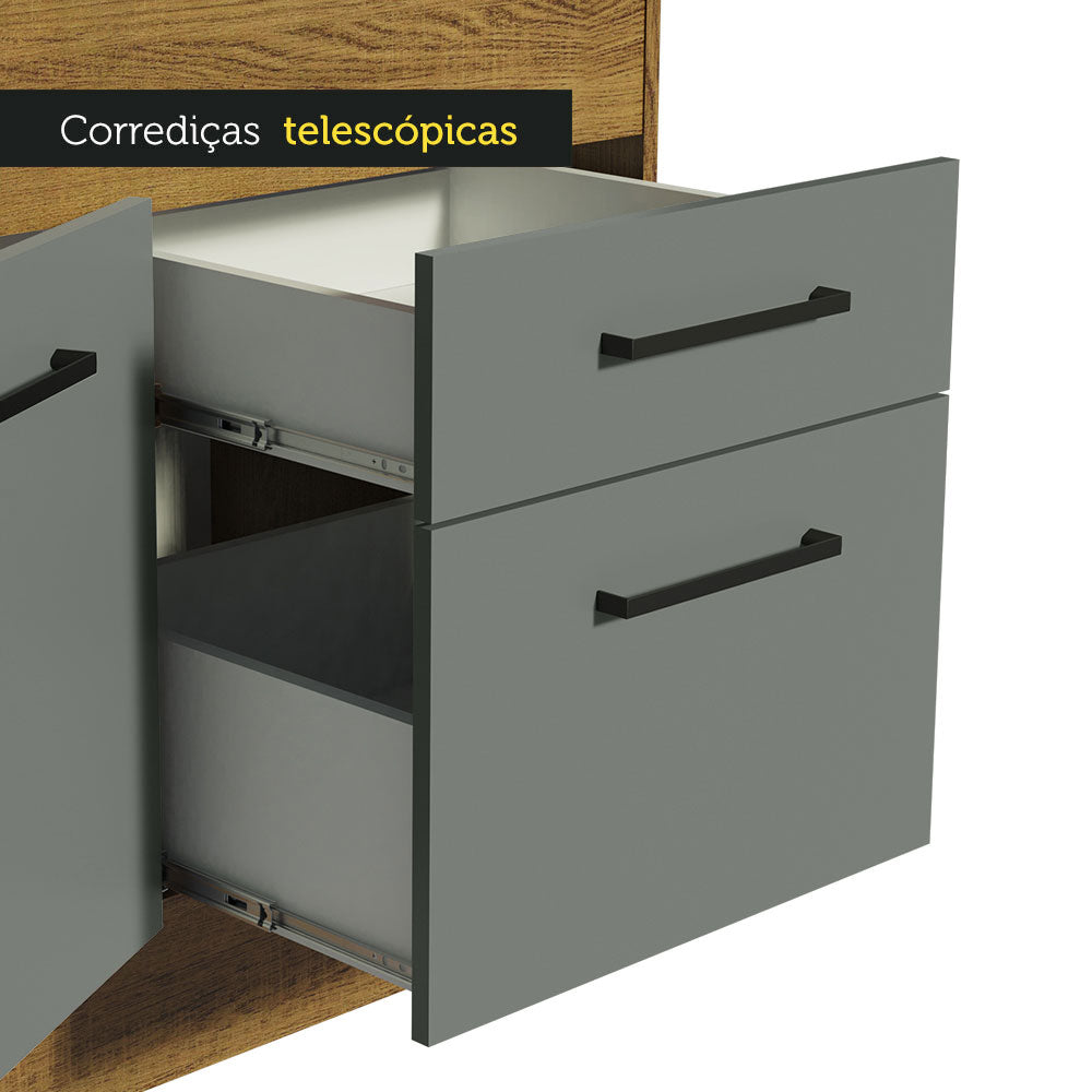 Gabinete Bajo Agata 150 cm 2 Puertas y 2 Cajones (Con Encimera) Marrón/Gris