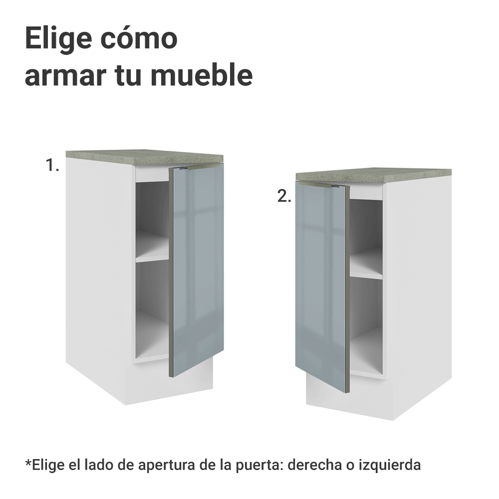 Gabinete Bajo de Cocina 35 cm 1 Puerta Blanco/Gris Lux Madesa