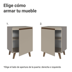 Gabinete Bajo 60 x 52 cm 1 Puerta con Patas Crema Nice Madesa