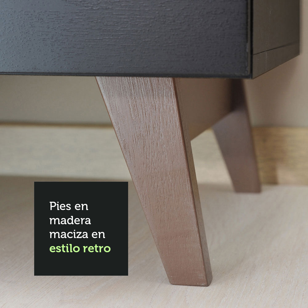 Gabinete Bajo 60 cm 3 Cajones Negro Reims Madesa