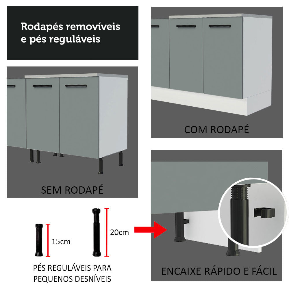 Gabinete Bajo 80cm 2 Puertas Blanco/Gris Agata