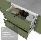 Gabinete Bajo de Cocina 80 cm 2 Cajones (Sin Encimera) Blanco/Verde Vik Madesa