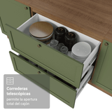Gabinete Bajo de Cocina 80 cm 2 Cajones Marrón/Verde Vik Madesa