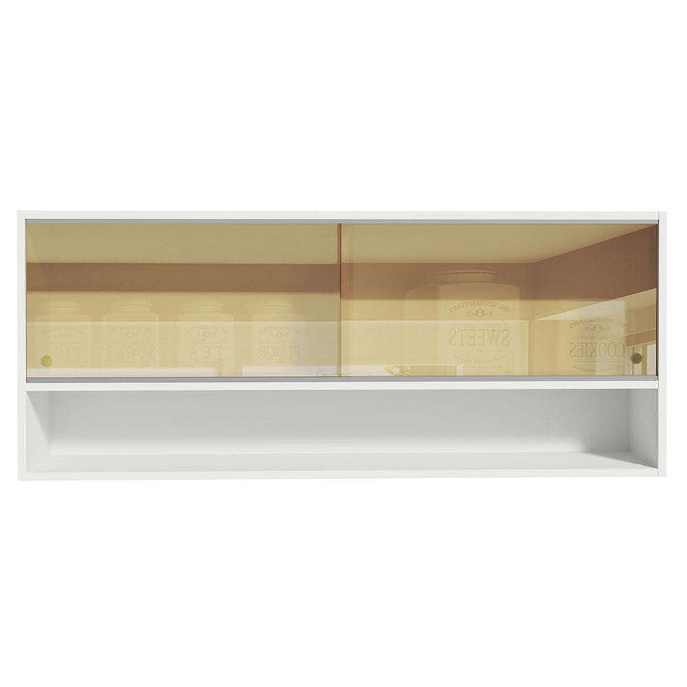 Gabinete Superior 120cm 2 Puertas Corredizas Vidrio Reflejante 1 Nicho para Cocinas Glamy, Lux y Reims Blanco