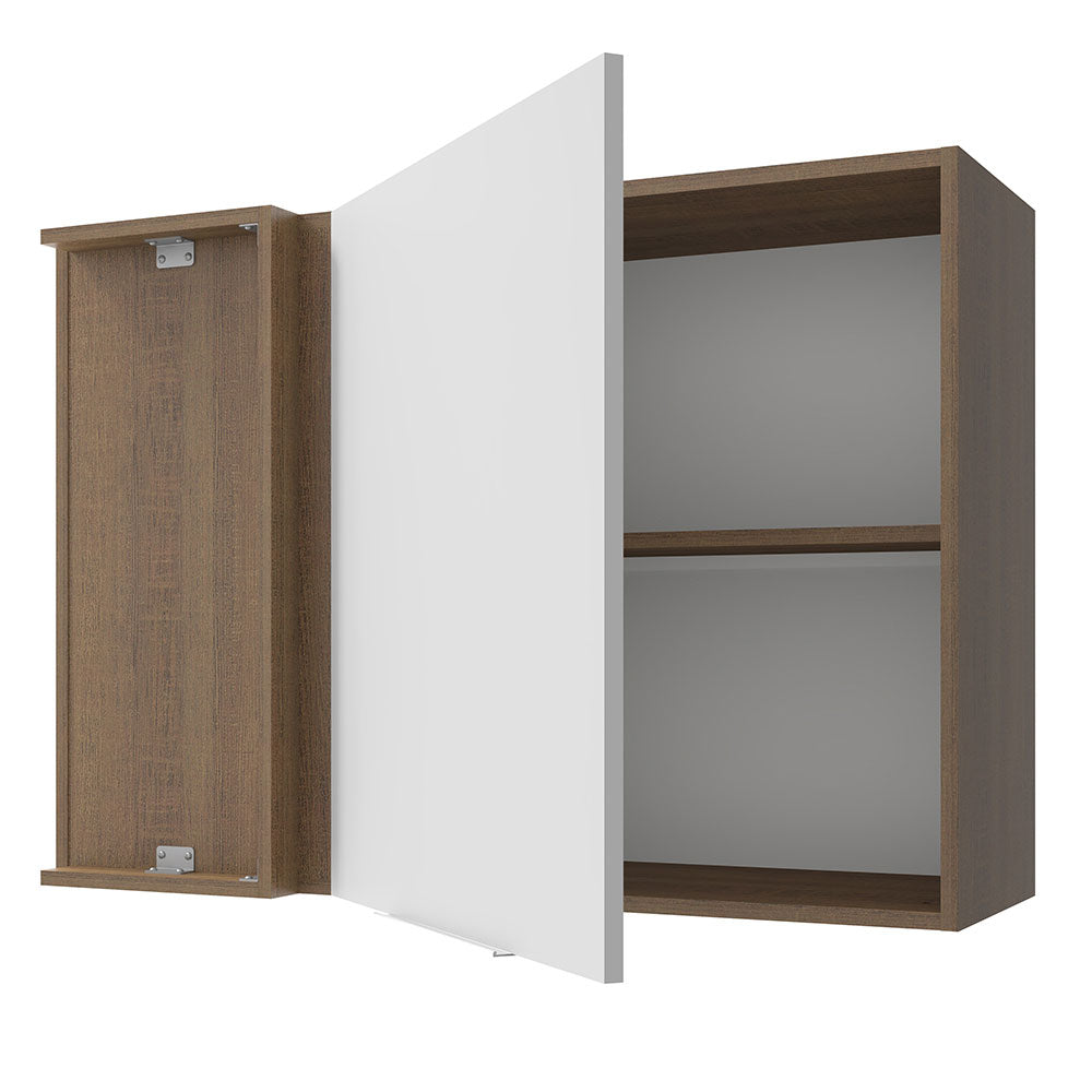 Gabinete Superior Esquinero 94 cm 1 Puerta Marrón/Blanco Stella Madesa