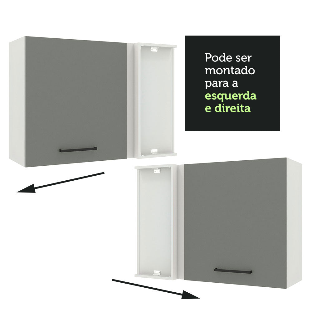 Gabinete Superior de Esquina 1 Puerta Agata Blanco/Gris
