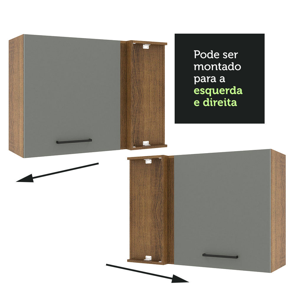 Gabinete Superior de Esquina 1 Puerta Agata Marrón/Gris