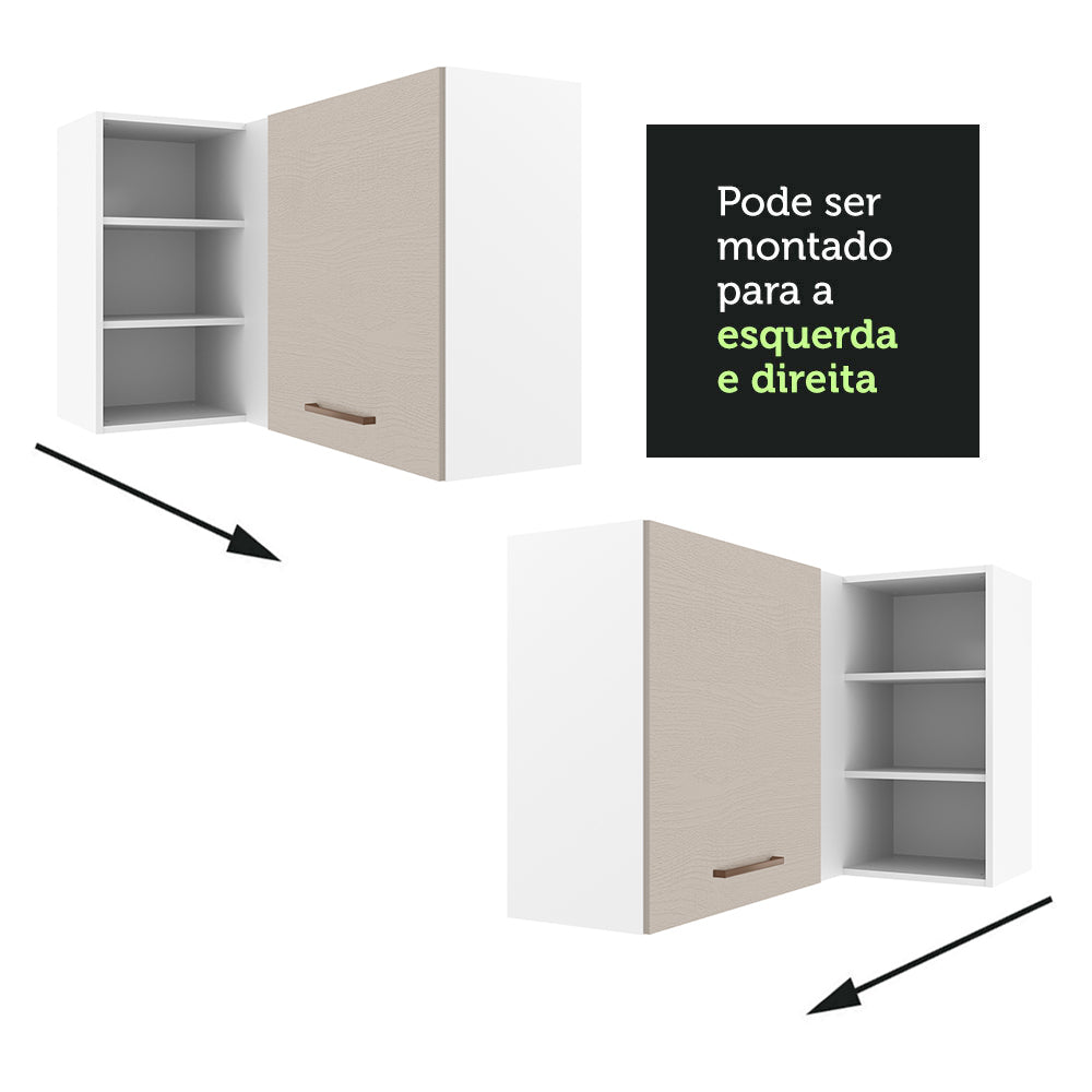 Gabinete Superior Esquinero 166 cm 1 Puerta 3 Nichos Blanco/Crema Agata Madesa