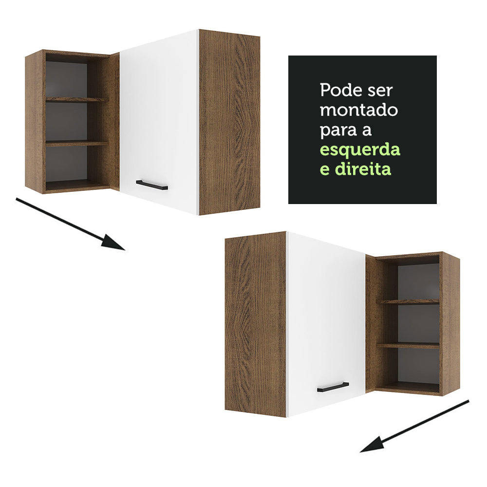 Gabinete Superior de Esquina Agata 1 Puerta para línea de 60 cm de profundidad Marrón/Blanco