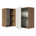 Gabinete Superior Esquinero 166 cm 1 Puerta 3 Nichos Marrón/Blanco Stella Madesa
