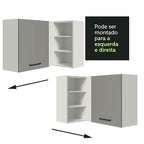 Gabinete Superior Esquinero 166 cm 1 Puerta 3 Nichos Blanco/Gris Agata Madesa